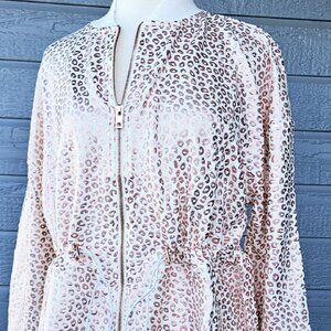 Zuda Women's Rose Gold Metallic Leopard Print Jacket Cinch Waist 3X GORGEOUS!